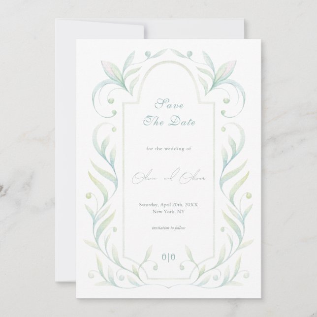 Convite Green Deixa Casamento Salvar Data (Frente)