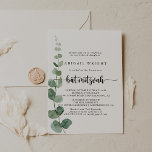Convite Green Delight Eucalyptus Calliographic Bat Mitzvah<br><div class="desc">Este convite de eucalipto caligrafia é perfeito para um simples morcego mitzvah. A design apresenta galhos e folhas botânicas elegantes e desenhadas a aquarela e desenhadas à mão.</div>