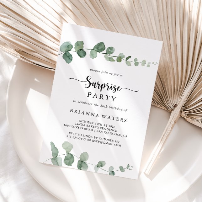 Convite Green Delight Eucalyptus Surprise Party (Criador carregado)