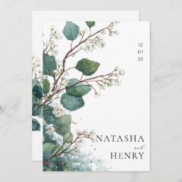 Convite Green Eucalyptus Botanical Watercolor Wedding