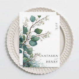 Convite Green Eucalyptus Botanical Watercolor Wedding 
