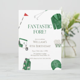 Convite Green Fantastic Fore Preppy Golf Kids Birthday