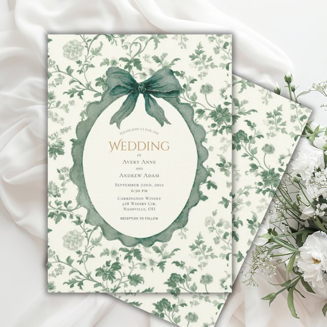 Convite Green Floral Vintage Wedding (Criador carregado)