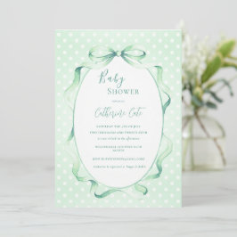Convite Green Floral Whimsical Baby Shower 