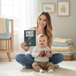 Convite Green Football First Birthday Invite