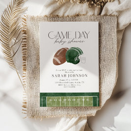 Convite Green Football Game Day Baby Shower Invitation