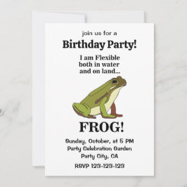 Convite Green Frog Funny Birthday Party