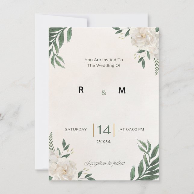Convite Green Garden wedding invitation (Frente)