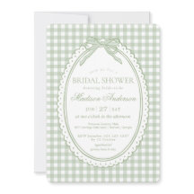 Green Gingham Coquette Bow Bridal Shower