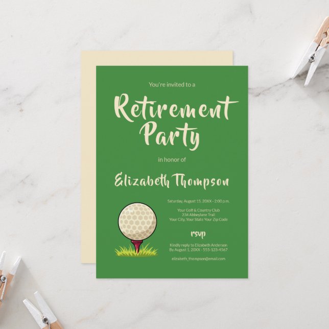 Convite Green Golf Themed Retirement Party Invitation (Frente/Verso In Situ)