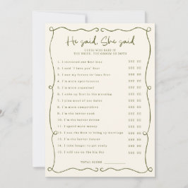 Convite "Green Hand Drawn" Ele disse que ela disse "Game C