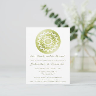 Convite Green Lace Mandala Rehearsal Dinner