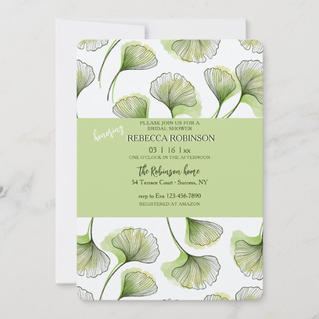Convite Green Leaf Pattern Invitation (Frente)