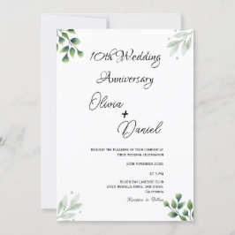Convite Green Leaf' Standard 10th Wedding Anniversary