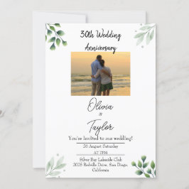 Convite Green Leaf' Standard 30th Wedding Anniversary