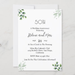 Convite Green Leaf' Standard 50th Wedding Anniversary