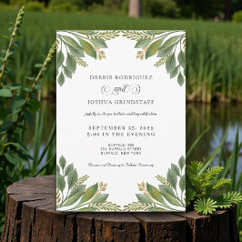 Convite Green Leaves Greenery Wedding Invitation 