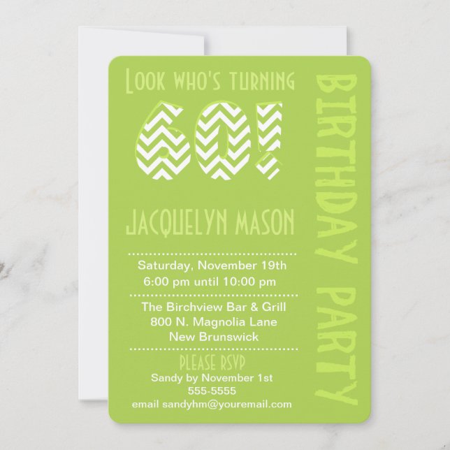 Convite Green Look Who's Turning 60 Birthday Invitation (Frente)
