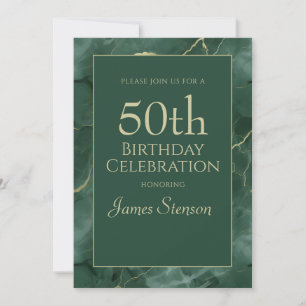 Convite Green Marble 50th Birthday