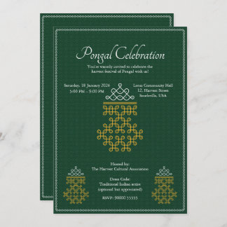 Convite Green Minimal Tamil Kolam Pongal