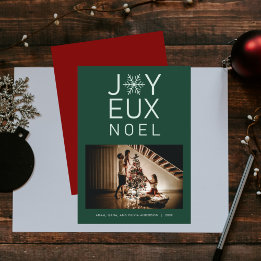 Convite Green Monochrome Joyeux Noel Modern Holiday Card