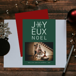 Convite Green Monochrome Joyeux Noel Modern Holiday Card