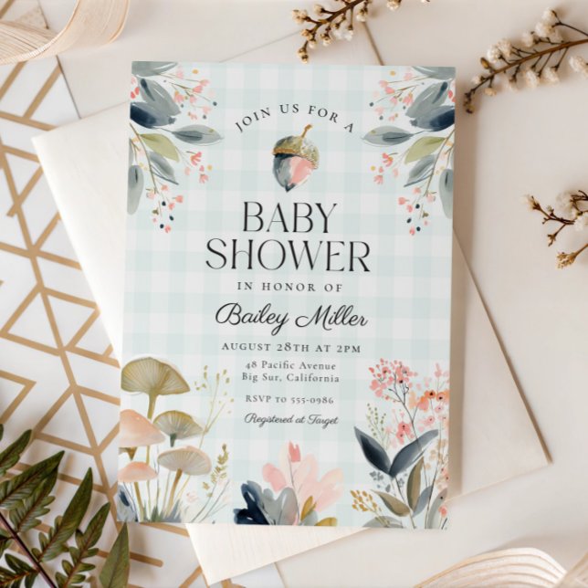 Convite Green Mushroom Woodland Baby Shower (Criador carregado)