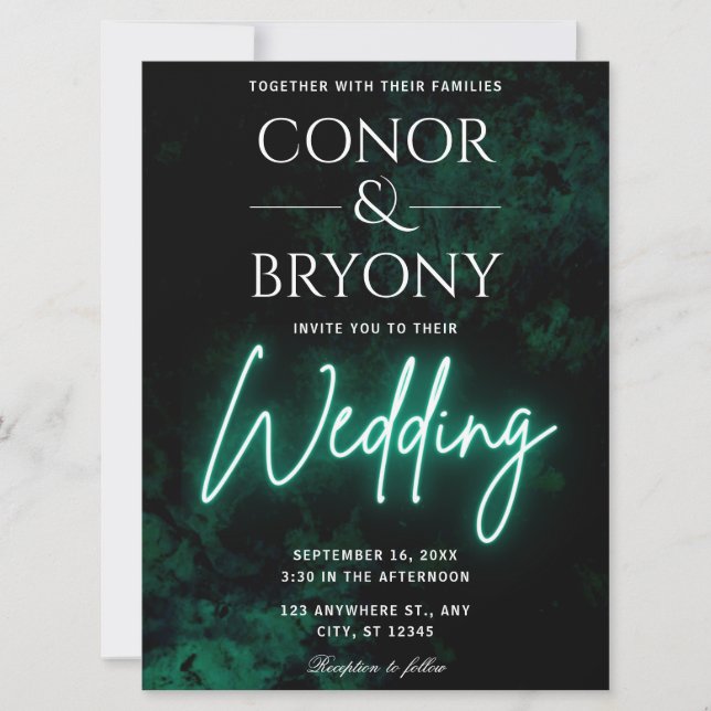 Convite Green Neon Wedding (Frente)