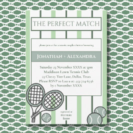 Convite Green Perfect Match Tennis Couples Bridal Shower
