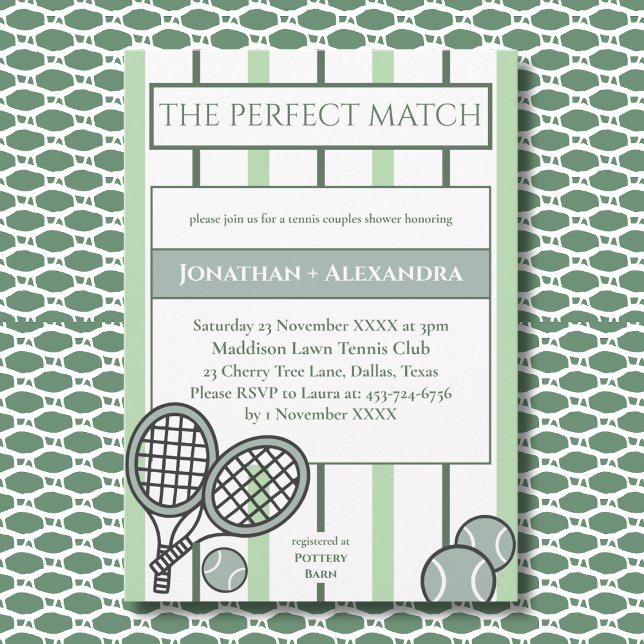 Convite Green Perfect Match Tennis Couples Bridal Shower (Criador carregado)