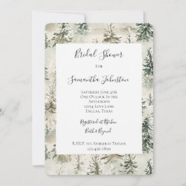 Convite Green Pine Trees Bridal Shower