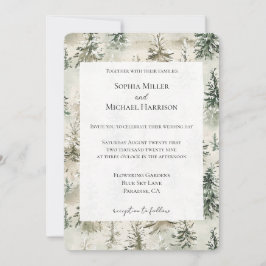 Convite Green Pine Trees Wedding