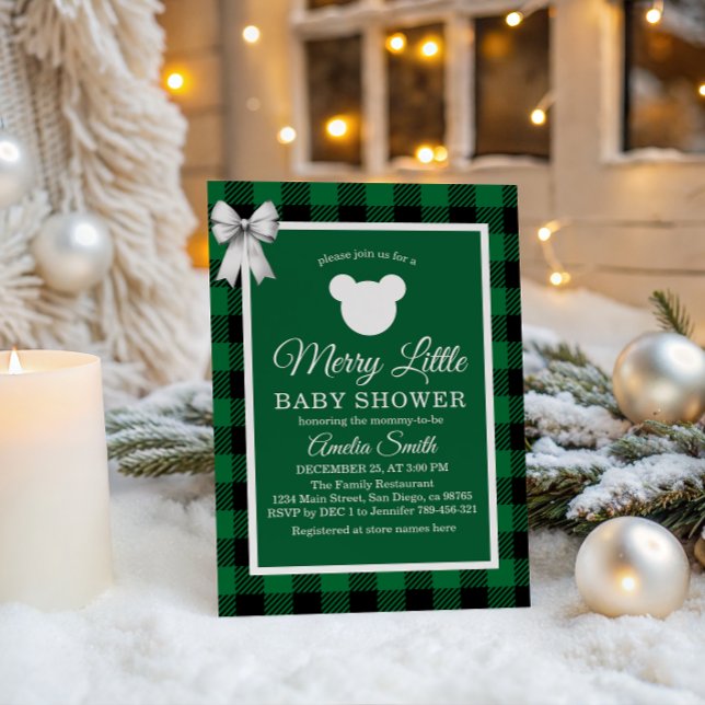 Convite Green Plaid Merry Little Baby Shower Invitation (Criador carregado)
