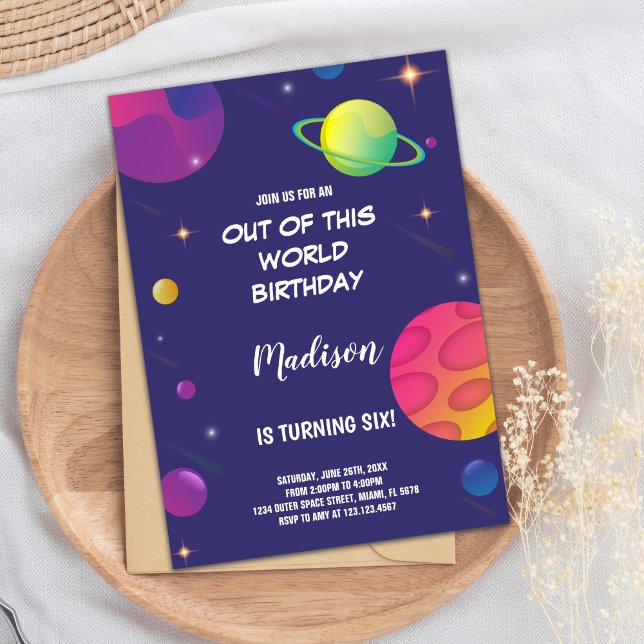 Convite Green Planet Outer Space Birthday Invitations (Green Planet Outer Space Birthday Invitations)