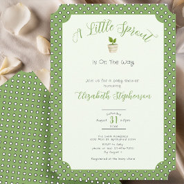 Convite Green Polka Dots Little Sprout Baby Shower