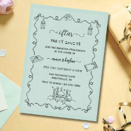 Convite Green Ramadan Bow doodle ramadan iftar invitation