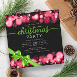 Convite Green Red Winter Wonderland Company Xmas Ribbon<br><div class="desc">Elegante Empresa Formal e Festa de Natal corporativa / Cocktail / modelo de Convite Jante com Flocos de Neve Verde e Vermelho e Luzes de Natal. Imprima seus amigos e colegas de trabalho com este design de convite sofisticado e elegante.</div>
