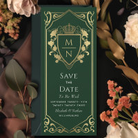 Green Royal Fantasy Monograma Salva a Data
