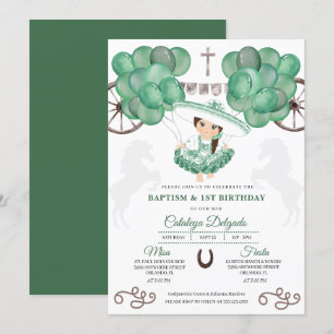 Convite Green Silver Balões Mexicanos Bebê Charra Baptism