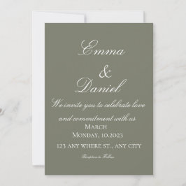 Convite Green Simple Elegant Photo Wedding Invitation