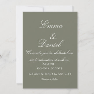Convite Green Simple Elegant Photo Wedding Invitation