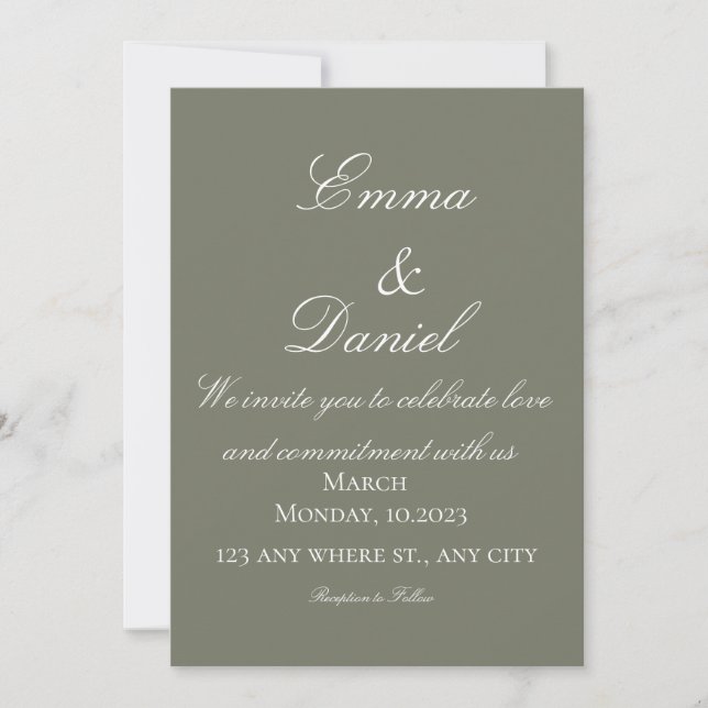 Convite Green Simple Elegant Photo Wedding Invitation (Frente)