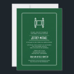 Convite Green Simple Torah Bar Mitzvah<br><div class="desc">Uma imagem gráfica de Torah faz uma imagem impressionante neste convite exclusivo do Bar Mitzvah. Um fundo verde profundo compensa um painel retangular arredondado contendo texto de convite personalizado. O reverso destaca o nome do filho do Bar Mitzvah, a data do evento e o texto extra que pode ser personalizado...</div>