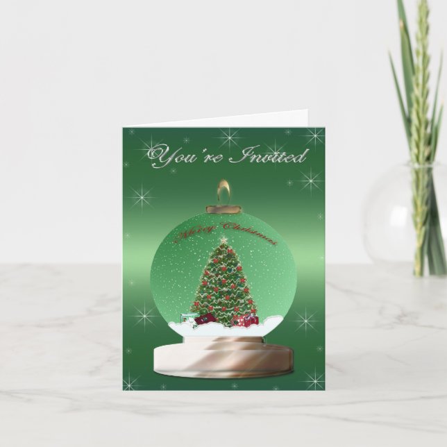 Convite Green Snow Globe Invitation (Frente)