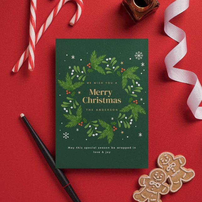 Convite Green Snowflake Feliz Natal (Criador carregado)