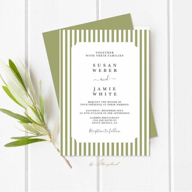 Convite Green Stripes Wedding (Criador carregado)