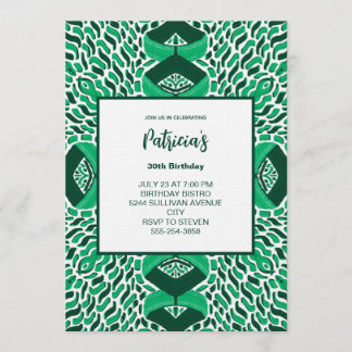 Convite Green Symmetric Pattern Birthday Invitation