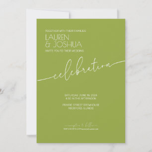 Convite Green Tea ・ Moderno Casamento de Script Minimalist