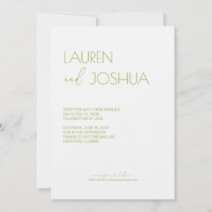 Convite Green Tea ・ Moderno Casamento de Script Minimalist