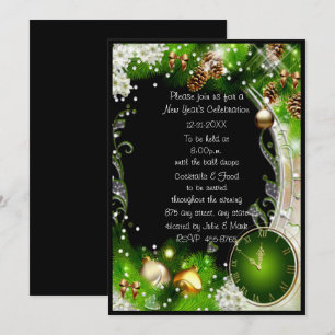 Convite Green The Clock Ataca 12 Partido de Ano Novo